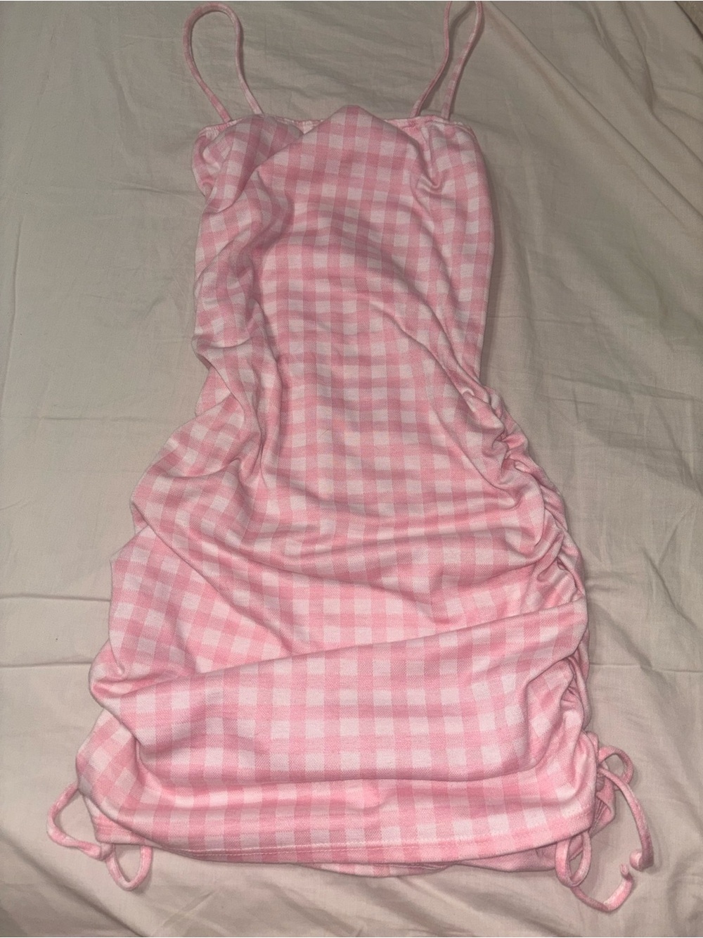 Olivia Rae Pink Gingham Slip Dress with Drawstring